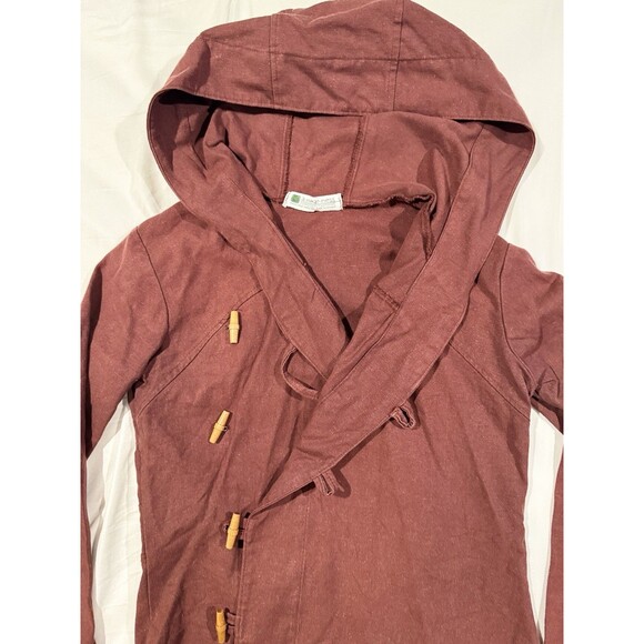 Vintage Y2K A-Wear-Ness Jacket S Brown Canvas Hooded Kimono Style Boho Canada - Picture 16 of 16